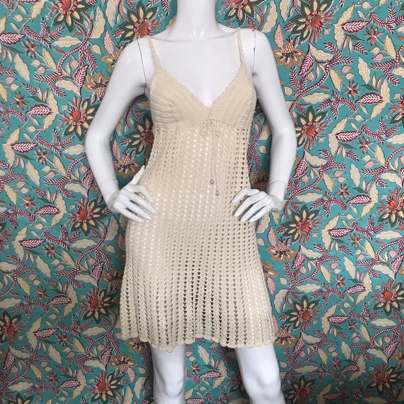 Brazilian Hand-Made Crochet Demi Dress (NWOT) plus Slip-Dress (2 Pc) Size Small - Picture 14 of 17